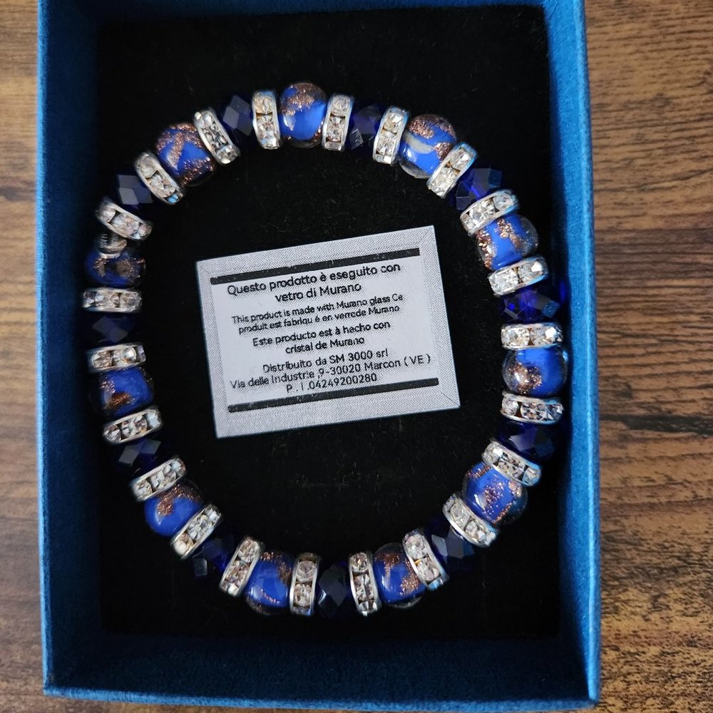 Murano glass and Swarovski crystal 'symphony' stretch bracelet (made in Venice)